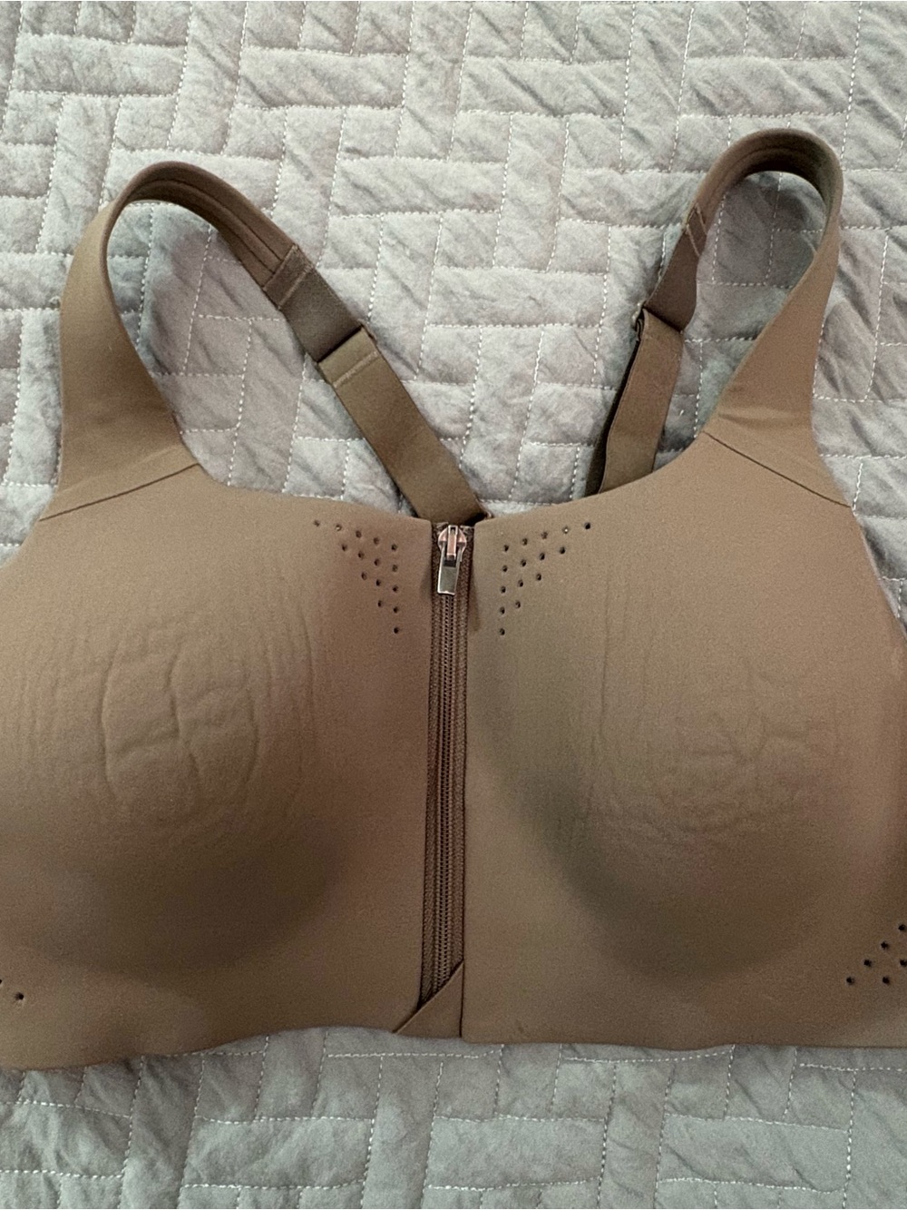 Victoria's Secret VSX Knockout Front-Zip High Impact Sports Bra Taupe | 36D